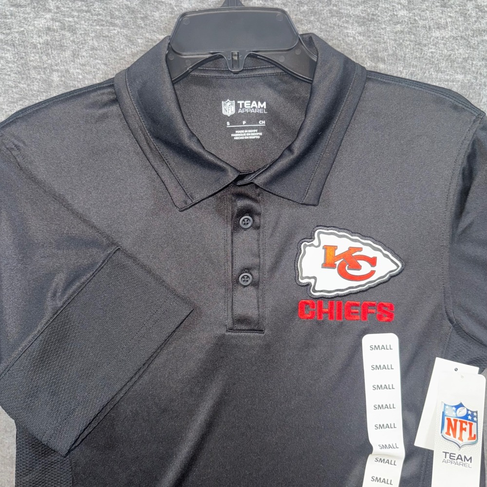 Kansas City Chiefs Mens Black Performance Polo Shirt Embroidered Small NEW